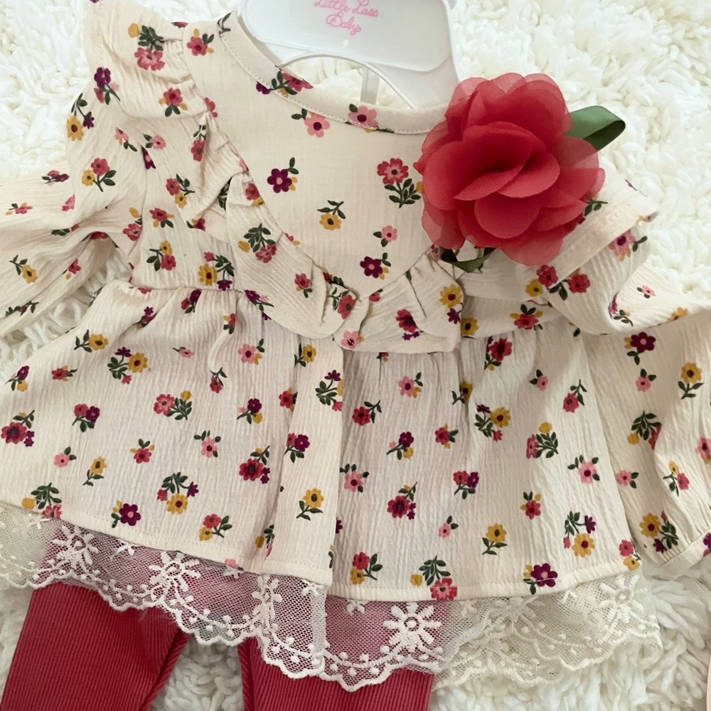 NWT Little Lass baby 2 piece - Floral long sleeve and pants